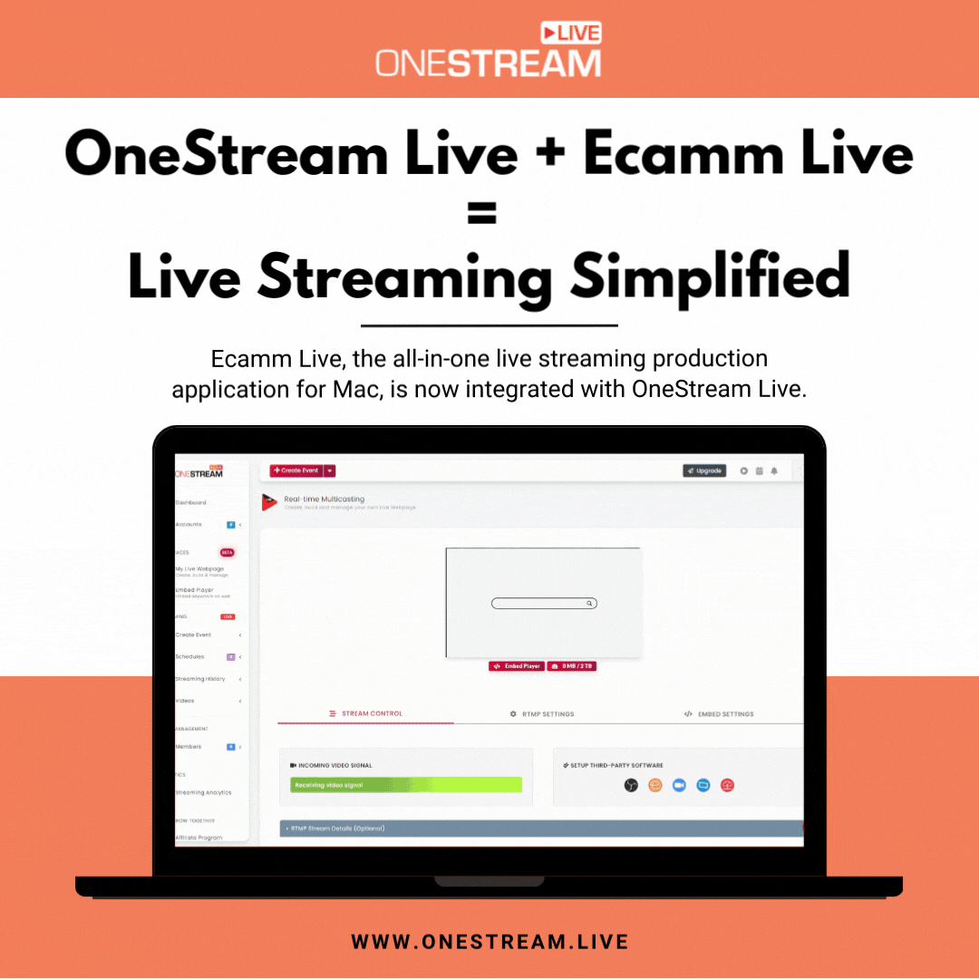 Live stream from Ecamm Live using OneStream