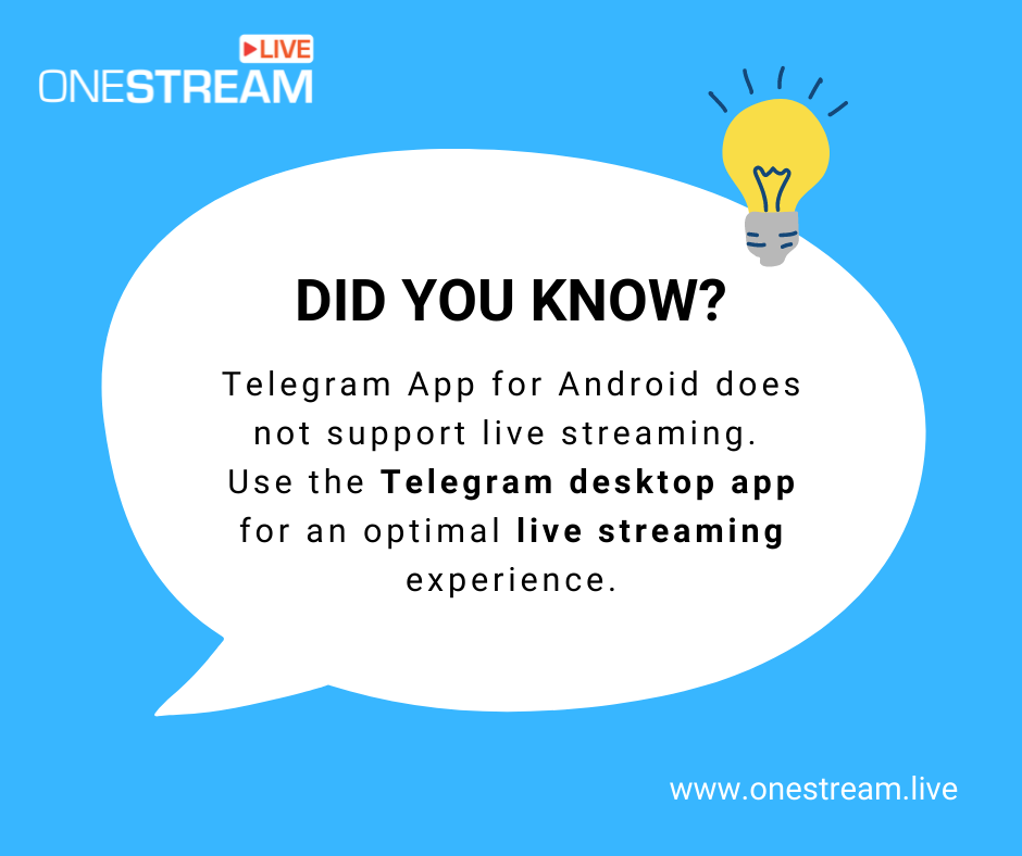 Telegram using OneStream Live