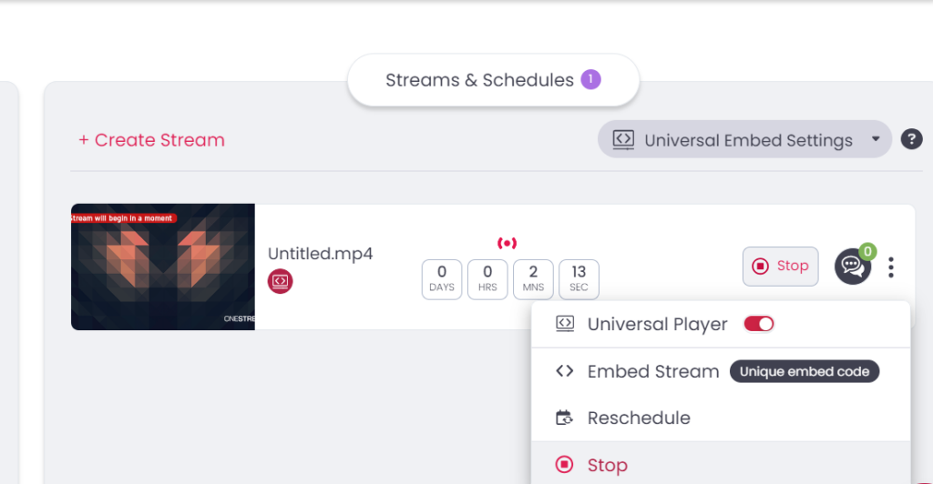 How to get embed code in OneStream Live