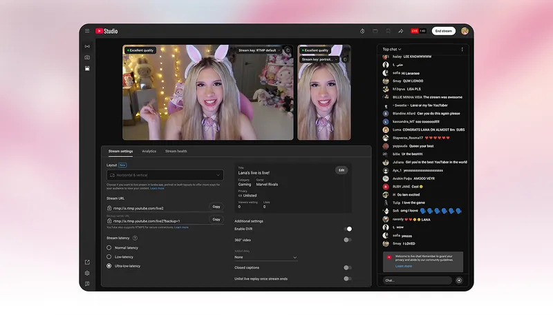 youtube update for dual-format live streaming