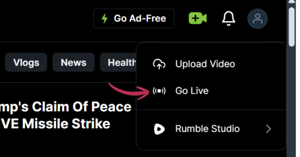 How to Stream on Rumble Step 1