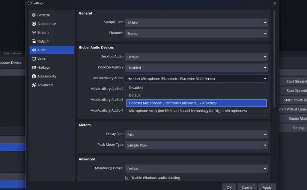 How to Choose Audio Devices in OBS Studio