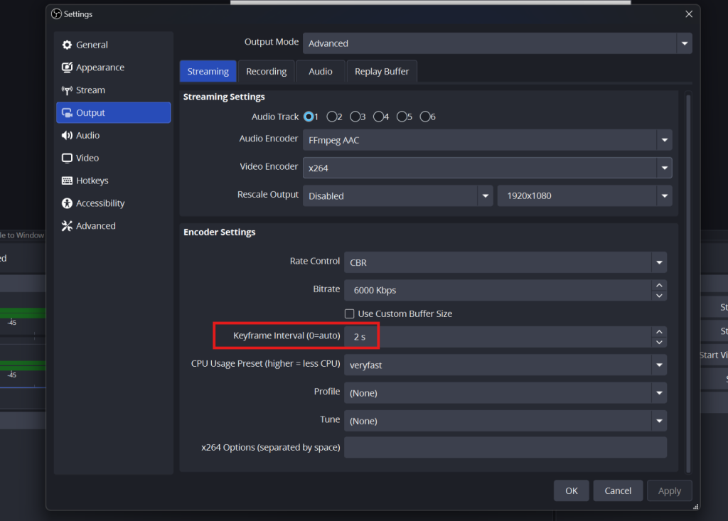 Incorrect Keyframe Interval and Rate Control
