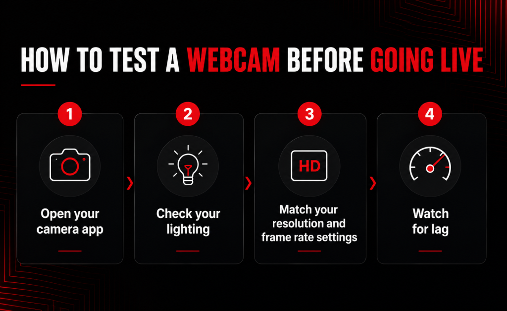 How to test a webcam before going live