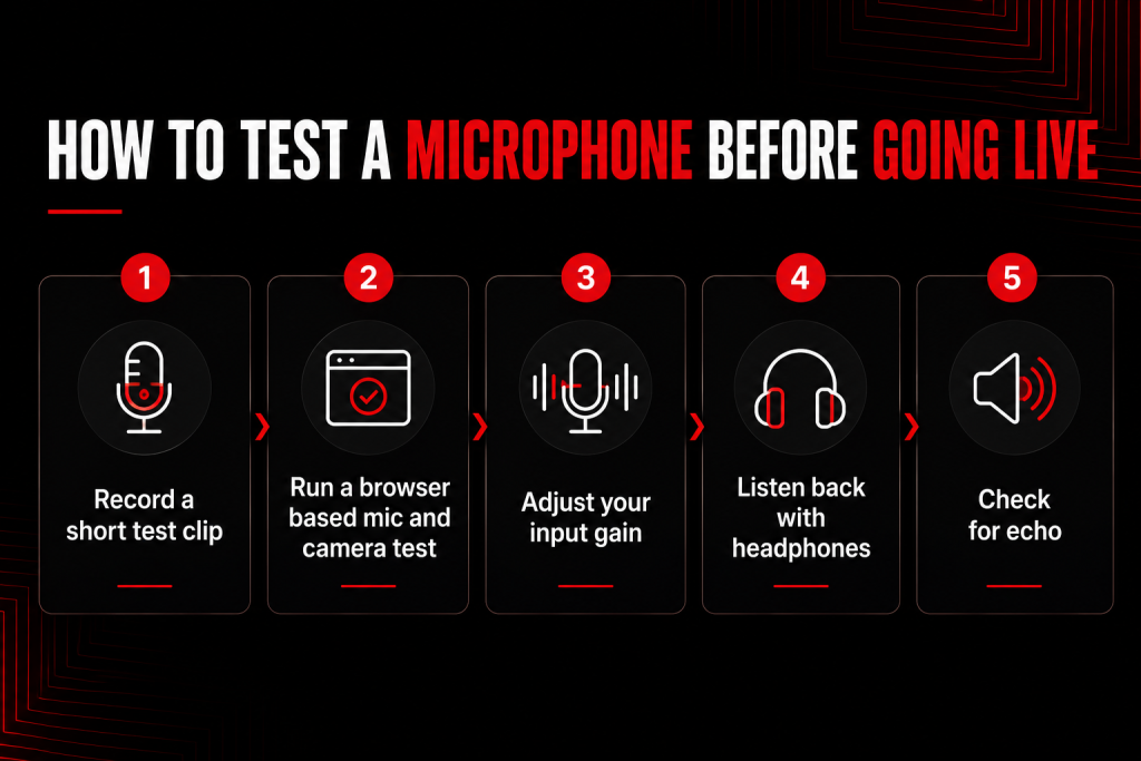 How to test a microphone before going live